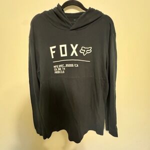 FOX Racing Pullover Hoodie Long Sleeve‎ Black Size XL Graphic Logo Casual